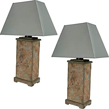 Sunnydaze Indoor/Outdoor Table Lamp - Weather Resistant Natural .