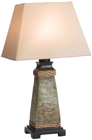 Plow & Hearth B074CJX2ZY Weatherproof Outdoor Slate Table Lamp .
