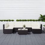 Venice 6-piece Outdoor Wicker Sectional Sofa Set with Cushion .