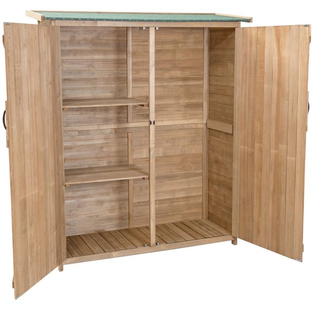 64" Wooden Storage Shed Outdoor Fir Wood Cabinet - Walmart.com .