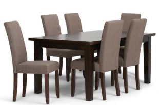 Simpli Home Acadian 7-Piece Dining Set with 6 Upholstered Parson .