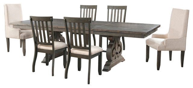 Stanford Dining Table With 4 Side Chairs and 2 Parson Chairs .