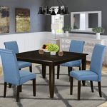 Amazon.com: 5Pc Square kitchen table with linen Blue fabric Parson .