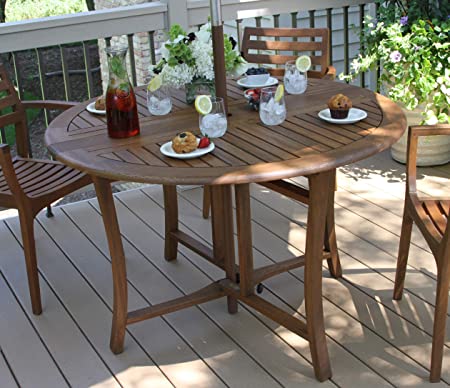 Amazon.com : Eucalyptus 43 Inch Round Folding Deck Table : Patio .