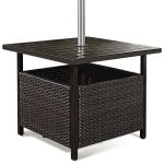 Costway Brown Rattan Wicker Steel Outdoor Side Table Outdoor .