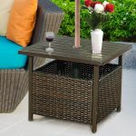 Costway Brown Rattan Wicker Steel Side Table Outdoor Furniture .