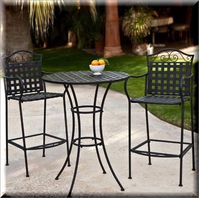 Patio Bistro Set 3 Piece Outdoor Garden Furniture High Round Table .