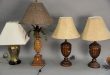 Four Contemporary table lamps including Pineapple style, pair of .