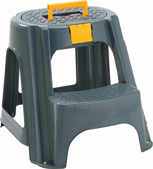 Rimax 12053 2 Plastic Step Stool with Top Organizer Compartment .