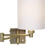 Modern Swing Arm Wall Lamp with Cord Cover Dark Antique Brass Plug .