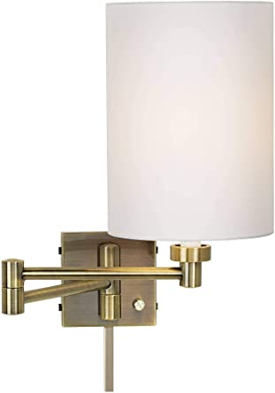 Modern Swing Arm Wall Lamp with Cord Cover Dark Antique Brass Plug .