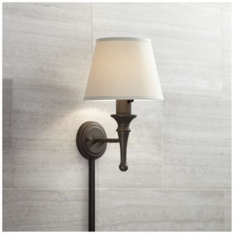 Braidy Bronze Plug-in Wall Sconce with Cord Cover - #17T78 | Lamps .