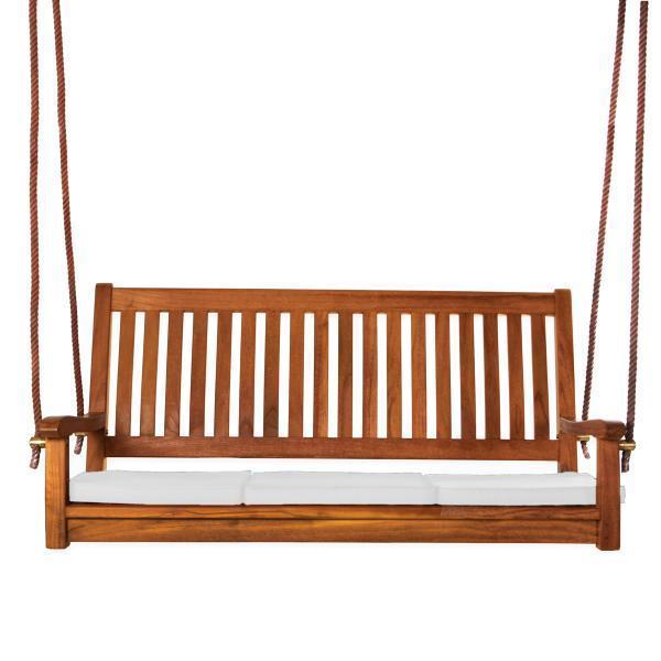 Teak Porch Swing with Cushion by All Things Cedar - The Charming .