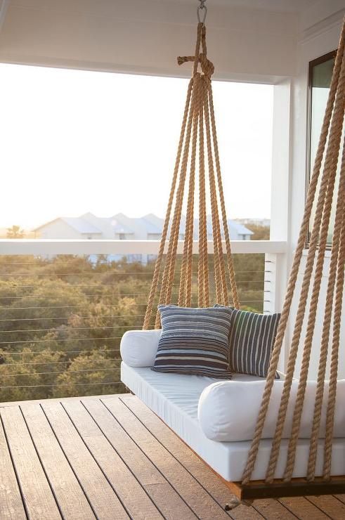porch swing with jute rope hangers | Home decor, Diy swing, Dec