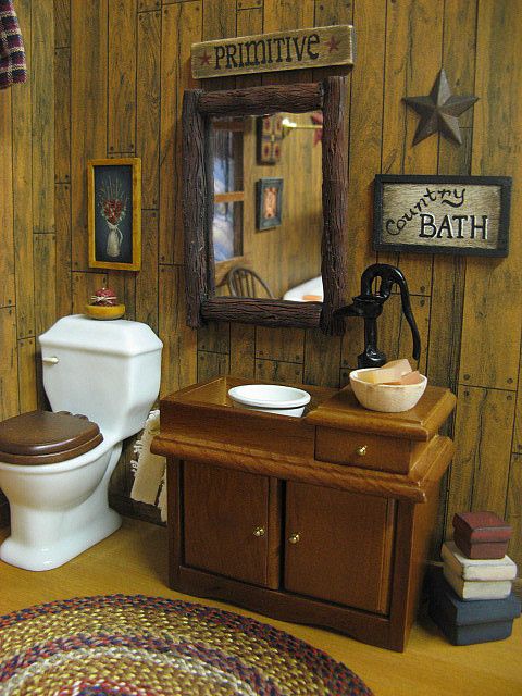 Dollhouse COUNTRY BATH Primitive | Primitive country bathrooms .