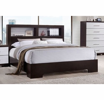 Azalea Two Tone Wood Queen Bed with Bookcase Headboard by Pound