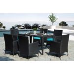 7 Piece Outdoor Patio Furniture Set, 6 Rattan Patio Chairs with .
