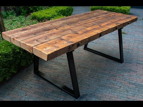 Reclaimed barnwood dining table - YouTu