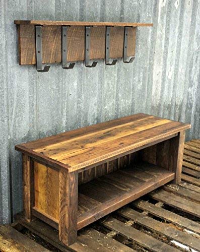Amazon.com: Reclaimed Barnwood Bench & Shelf Set: Handma