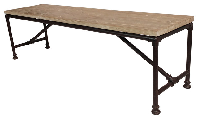 Reclaimed Wood Coffee Table w/ Metal Pipe Legs - Industrial .