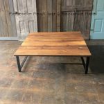 Square Reclaimed Wood Coffee Table / H-Shaped Metal Legs - WHAT WE .