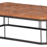 Four Hands Isle Leather Ottoman, Brandy - Industrial - Footstools .