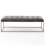 Oxford Tufted Black Leather Ottoman Coffee Table 50" | Zin Ho