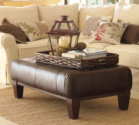 Sullivan Leather Rectangular Ottoman | Coffe table decor, Coffee .