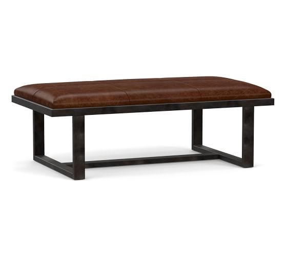 Griffin Rectangular Leather Ottoman | Pottery Ba