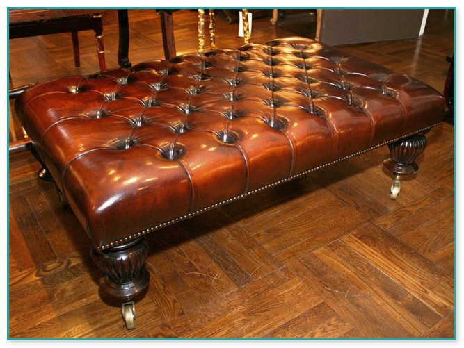 Amazing Rectangular Leather Ottoman Coffee Tab