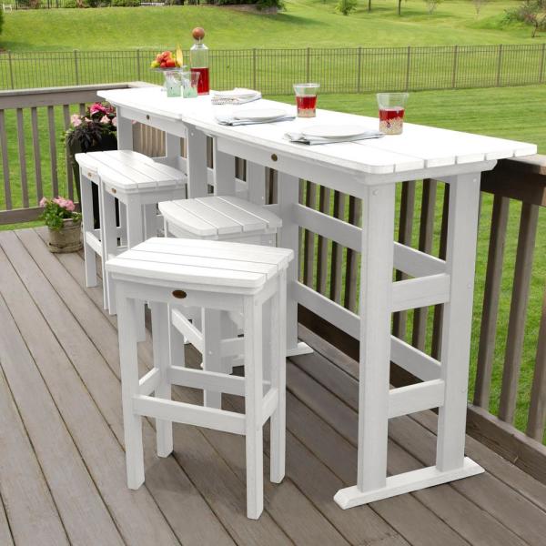 Highwood Lehigh White 6-Piece Plastic Rectangular Bar Height .