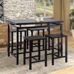 enyopro Dining Table Set for 4 People, 5 Piece Bar Table Set .