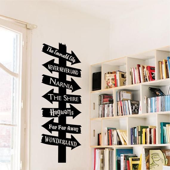 Library Storybook Destination Sign Vinyl Wall Art Decal For School .