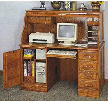 Amazon.com: AMB Furniture Deluxe Oak roll top Computer Desk .