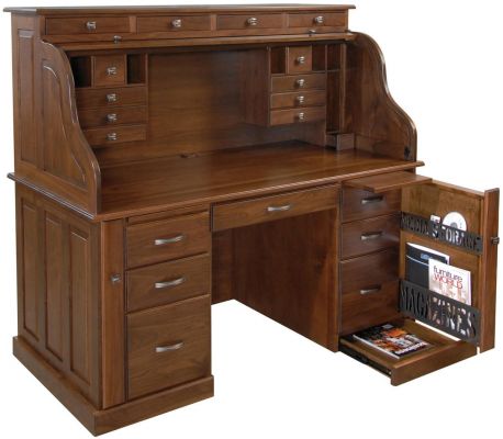 Professors Walnut Roll Top Desk - Countryside Amish Furnitu