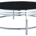 Modrest Dena Contemporary Black Glass Round Coffee Table .