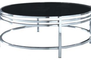 Modrest Dena Contemporary Black Glass Round Coffee Table .