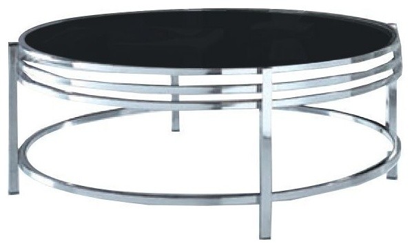 Round Black Glass Coffee Table