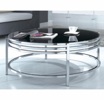 Modrest Dena Black Glass/Chrome Round Coffee Table by VIG Furnitu