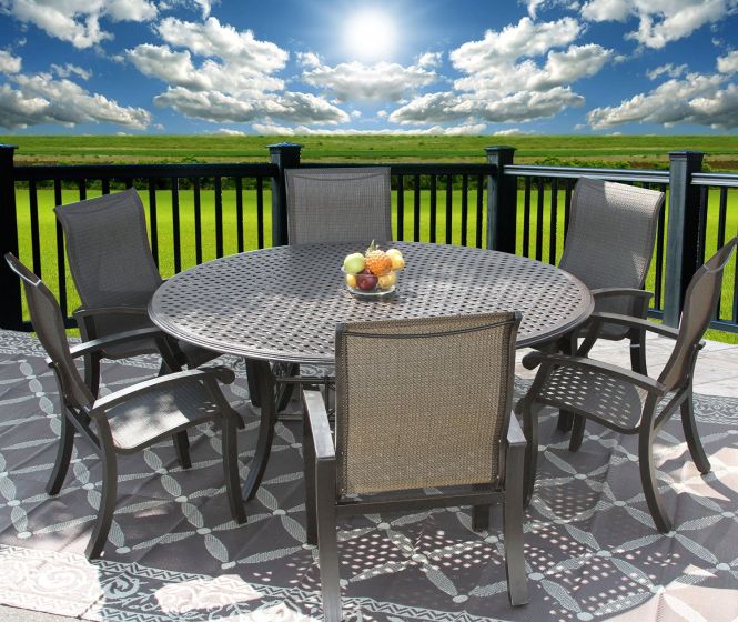 Barbados Sling Outdoor Patio 7pc Dining Set for 6 Person with 71 .