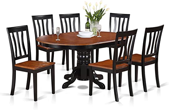 Amazon.com - East-West Furniture AVAT7-BLK-W 7-piece dining table .