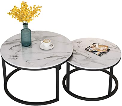 Amazon.com: Nesting Tables for Living Room, Marble Top, Black .
