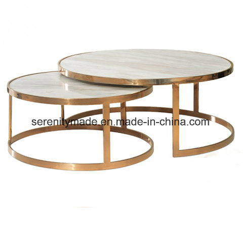 China Modern Round Marble Top Stainless Steel Base Nesting Coffee .