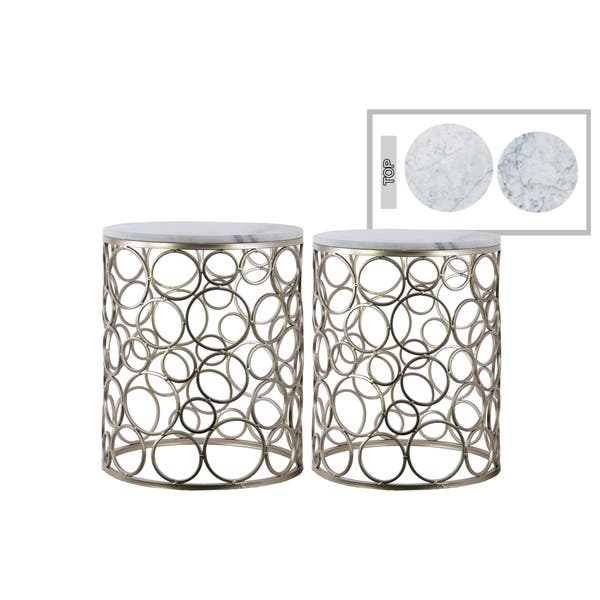 Shop Urban Trends Metal Round Nesting Accent Table with Marble Top .