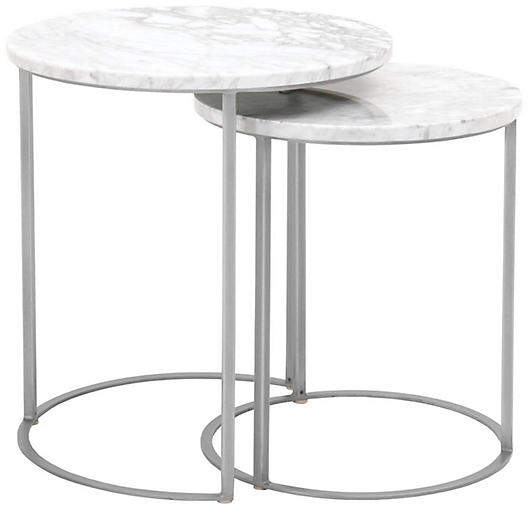 One Kings Lane Asst. of 2 Burse Nesting Tables - White/Silver .