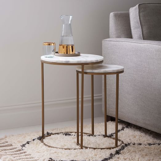Marble Round Nesting Side Table (Set of 