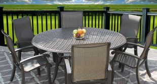 Barbados Sling Outdoor Patio 7pc Dining Set for 6 Person with 71 .