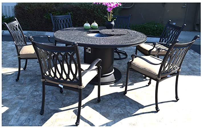 Amazon.com: Sunvuepatio 7 pc Patio Dining Set Cast Aluminum Powder .