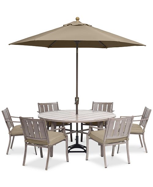 Furniture Wayland Outdoor Aluminum 7-Pc. Dining Set (60" Round .