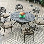 Amazon.com: 7 Piece Patio Dining Set 1 Round 60" Table and 6 .